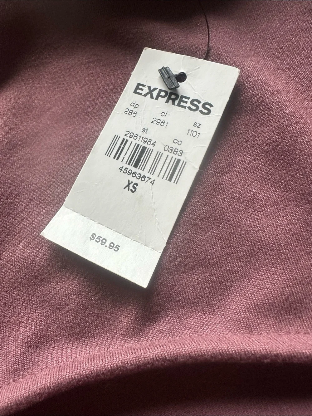 Express Mock Neck Cutout Long Sleeve Bodysuit Mauve Size XS NWT